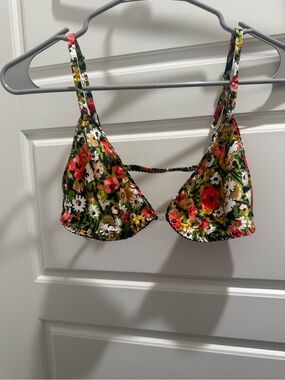 Floral Triangle Bralette in Green & Red